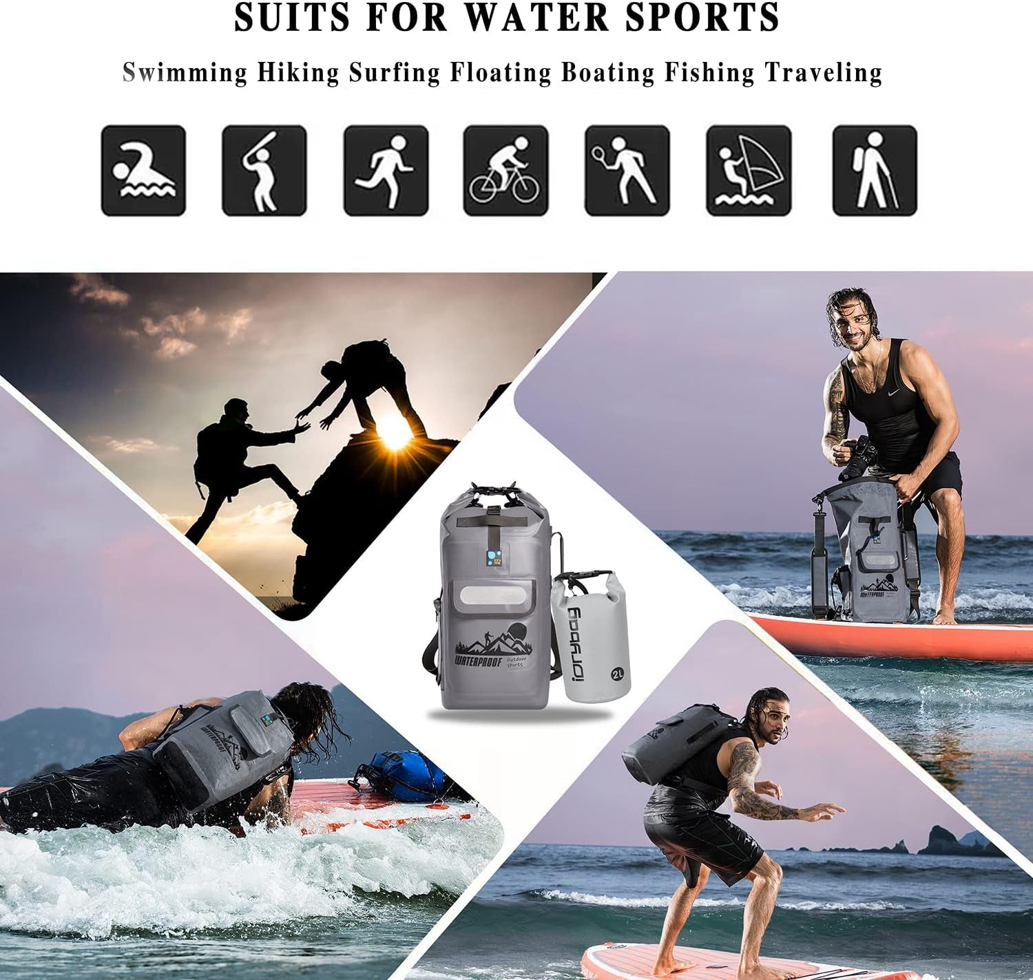 Dry Bag Backpack Waterproof Floating 20L/30L/40L, Dry Bags Waterproof Backpack for Men, Dry Sack Waterproof Bag