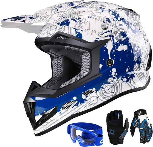 GX623 Youth Atv/Dirt Bike Helmet Combo - Modern, Medium - DOT