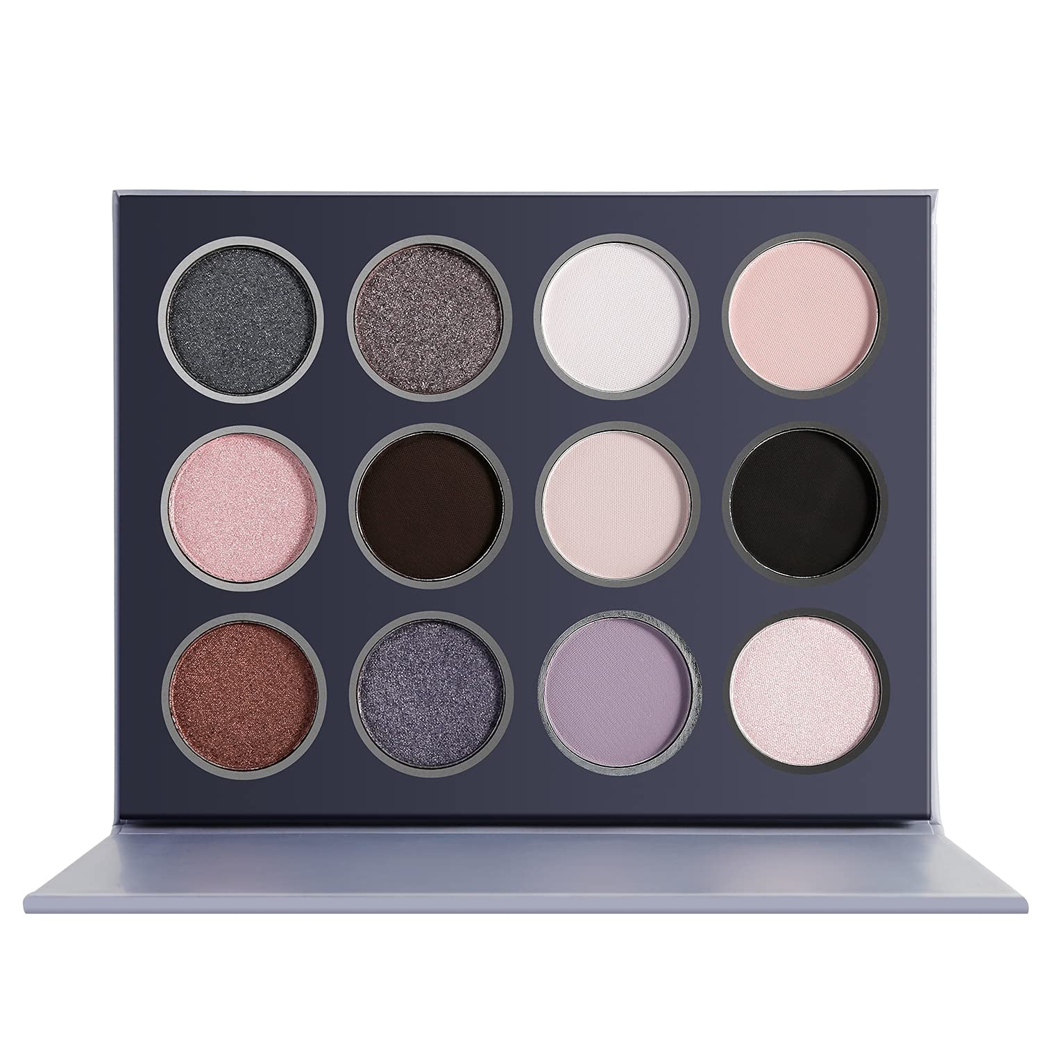 Smokey Grey Eyeshadow Palette, DE’LANCI Professional Black Silver Gray Goth Neutral Matte Shimmer 12 Shades, Subtle Eyes Shadows Makeup Pallet, High Pigmented Waterproof Small and Cute Makeup Pallete