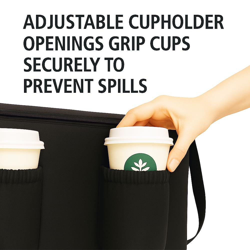 Catering Bag for Doordash Uber Eats 22X14X13 Insulated Food Delivery Bag with Cup Holders/Drink Carriers Premium XXL, Beverages, Grocery, Pizza, Commercial Quality Hot and Cold Hot Boxes