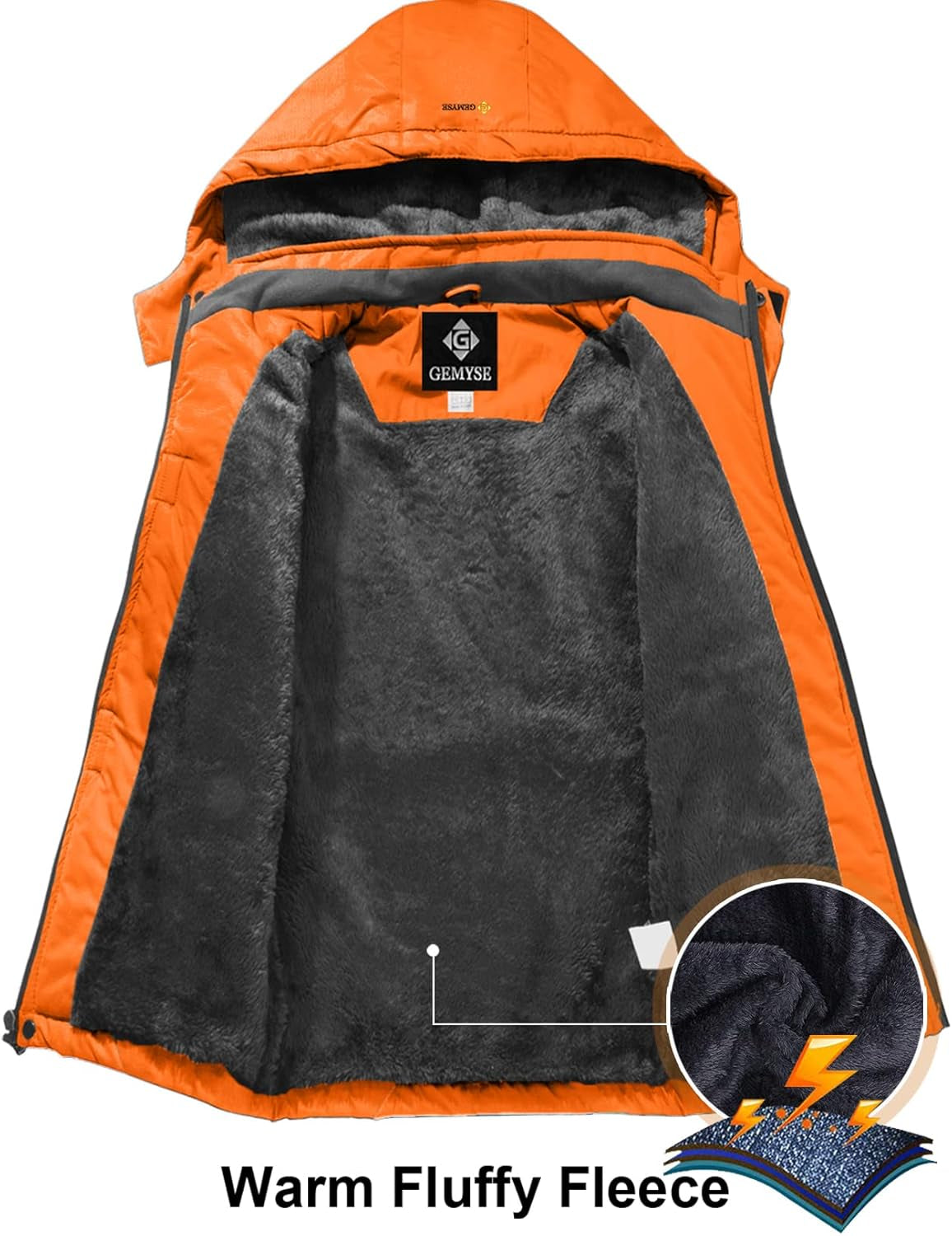 Boy'S Waterproof Ski Snow Jacket Fleece Windproof Winter Jacket with Hood