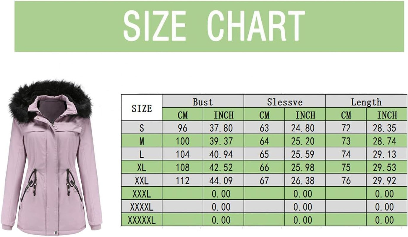 Women Coats plus Size Fur Hood Fleece Lined plus Size Thick Windproof Warm Packable down Jacket Trench Parka Outwear