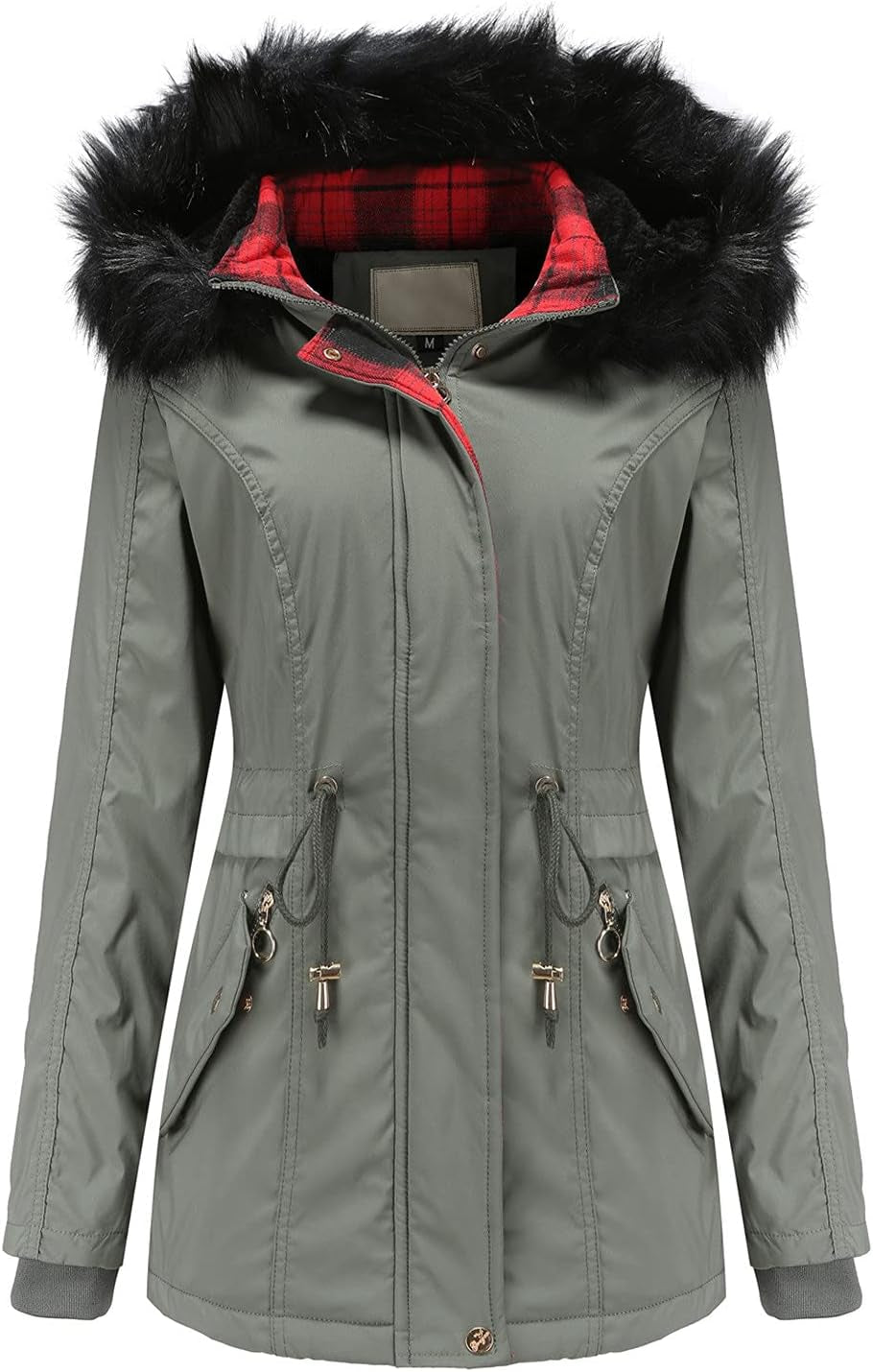 Women Coats plus Size Fur Hood Fleece Lined plus Size Thick Windproof Warm Packable down Jacket Trench Parka Outwear