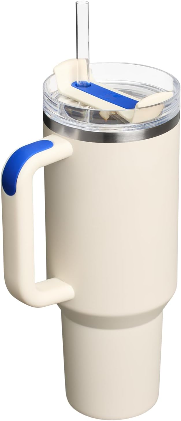 Quencher H2.0 Tumbler with Handle and Straw 40 Oz | Flowstate 3-Position Lid | Cup Holder Compatible for Travel | Insulated Stainless Steel Cup | Bpa-Free | Cream Royal