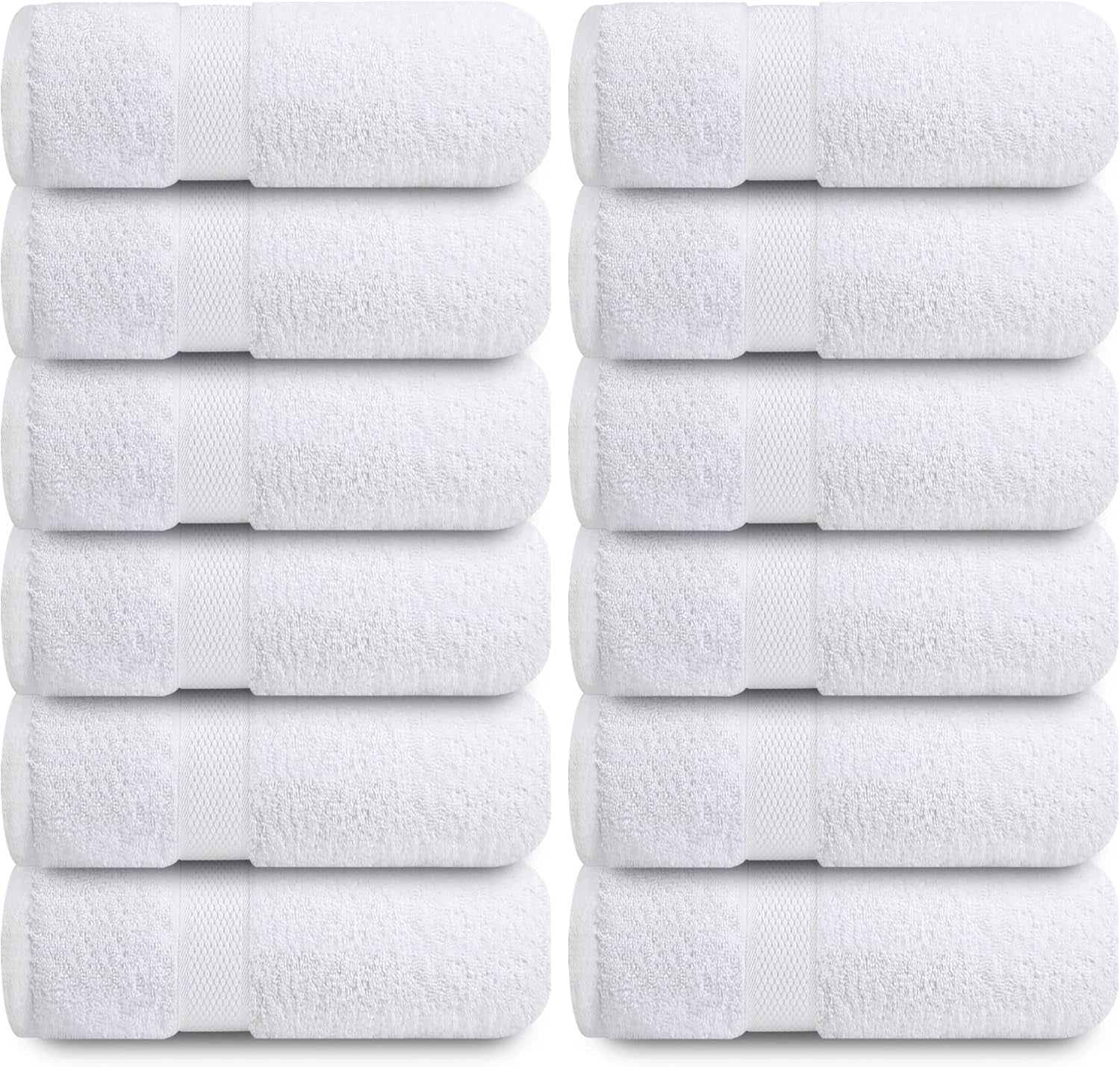 Luxury Wash Cloths for Showering [13X13] – 100% Cotton Washcloths [Pack of 12], Soft and Absorbent Face Towels for Bathroom Wash Clothes, Gym, and Spa (Brilliant White)