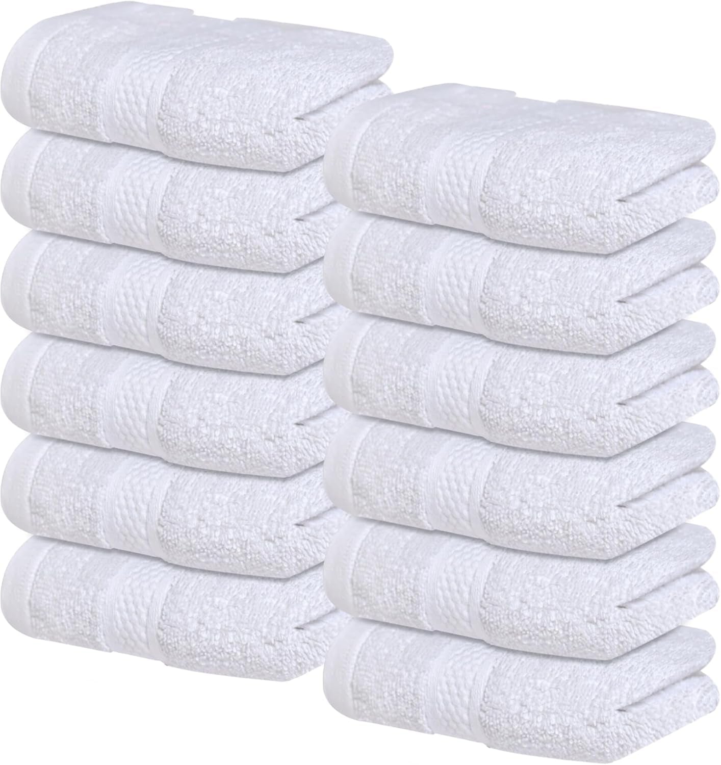 Luxury Wash Cloths for Showering [13X13] – 100% Cotton Washcloths [Pack of 12], Soft and Absorbent Face Towels for Bathroom Wash Clothes, Gym, and Spa (Brilliant White)