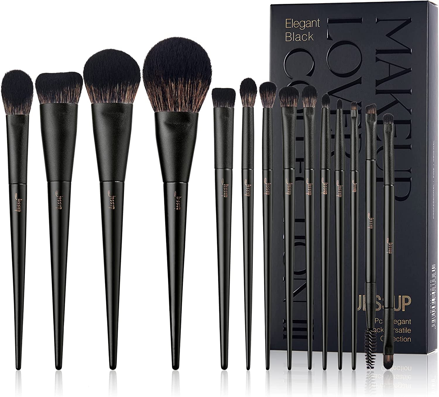 Makeup Brushes Set  Make up Brushes 14Pcs Black Kabuki Foundation Eyeshadow Contour Concealer Powder Eyeliner Crease Eyebrow Blending Brush, T336