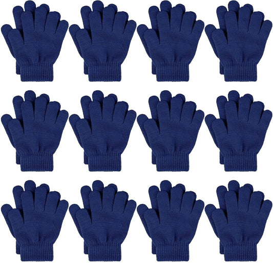 12 Pairs Kid'S Winter Magic Gloves Children Stretchy Warm Magic Gloves Boys or Girls Knit Gloves for 6-12 Years
