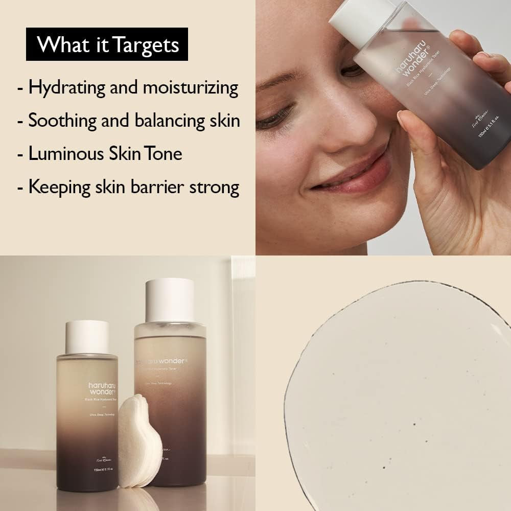 Wonder, Black Rice Hyaluronic Toner, 10.1 Fl Oz, Deep Hydration, Glass Skin, Korean Skincare, Vegan, Cruelty-Free