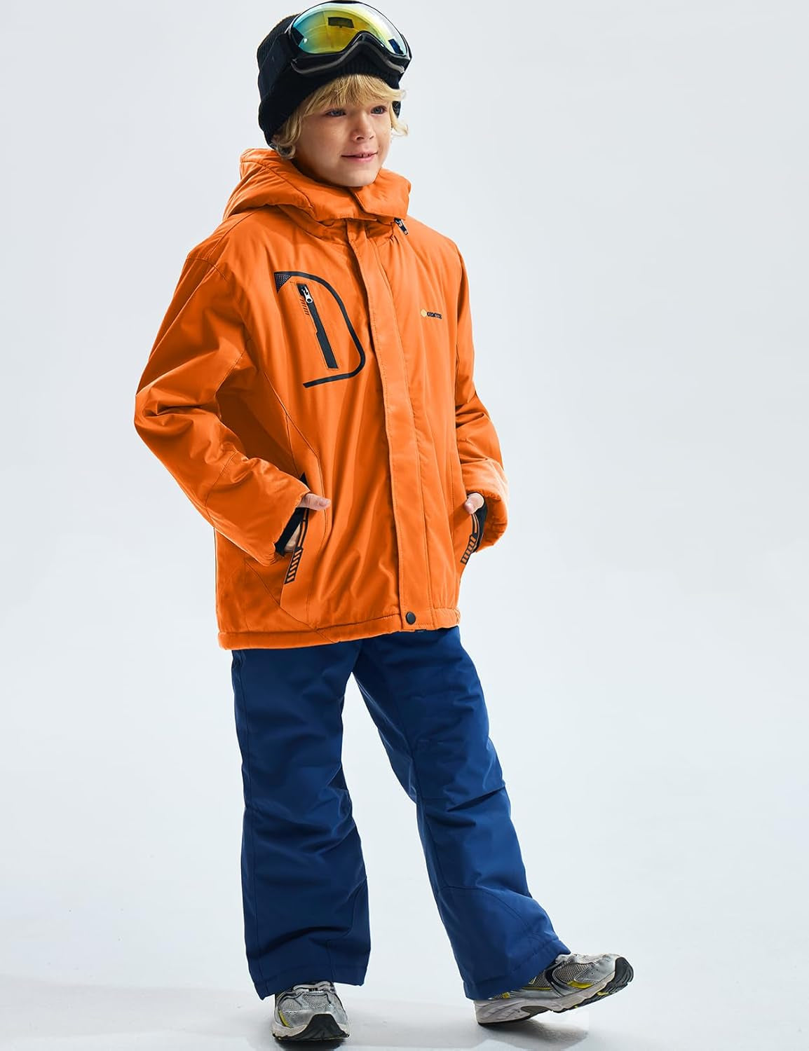 Boy'S Waterproof Ski Snow Jacket Fleece Windproof Winter Jacket with Hood